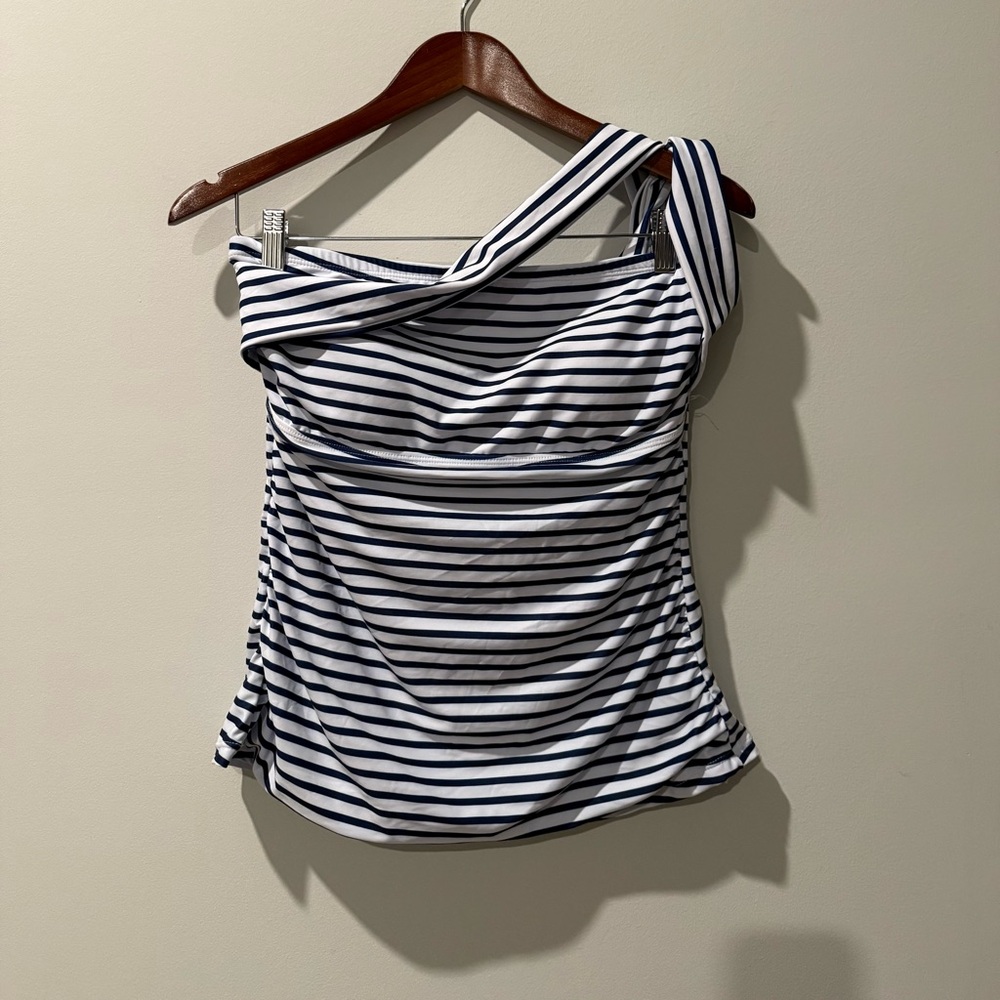 Temp Me Navy and White Striped Women's Swim 2 piece Size L